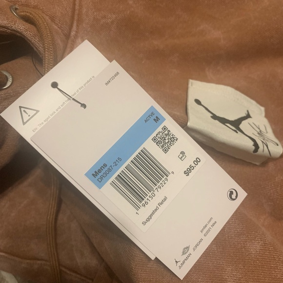 NIKE Air JORDAN Flight Hoodie Mens Mineral Clay White Statement Fleece - Picture 5 of 7